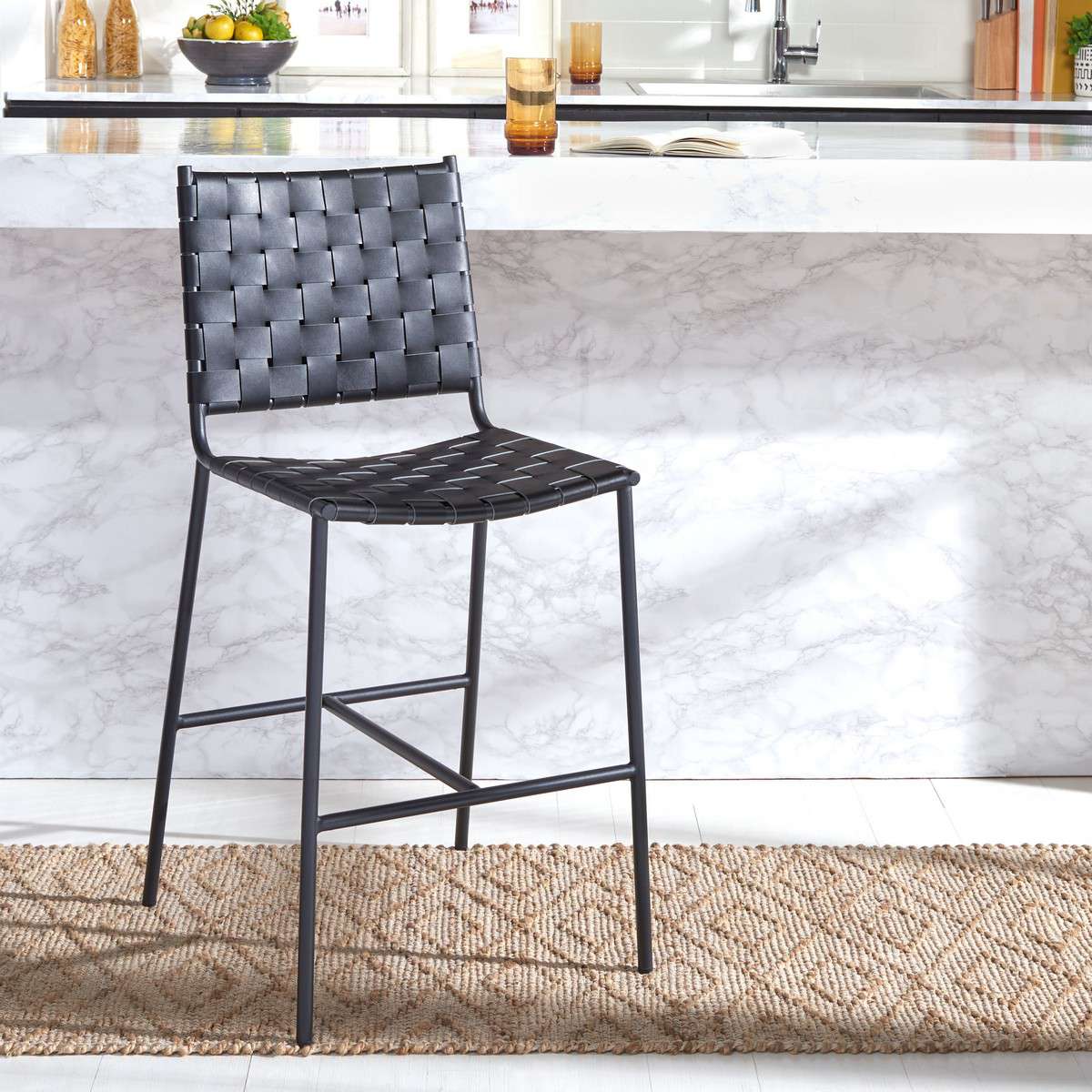 Safavieh Olenna Woven Counter Stool - Black