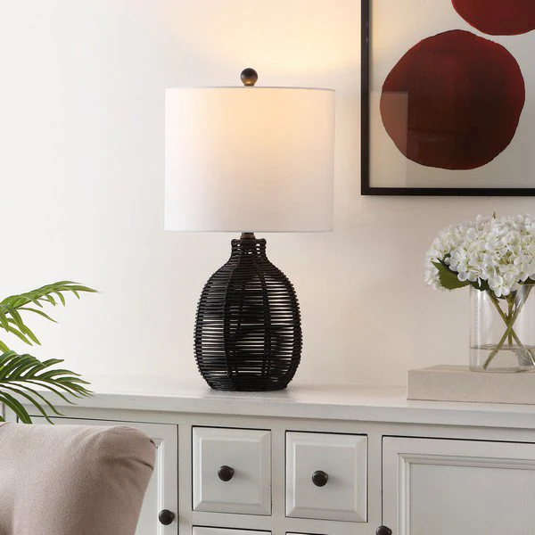 Safavieh Oroya, 23 Inch, Black, Rattan Table Lamp - Black