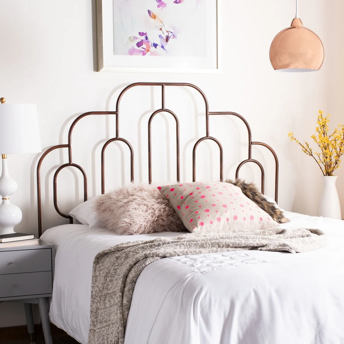 Safavieh Paloma Metal Retro Headboard Queen Size - Antique Bronze