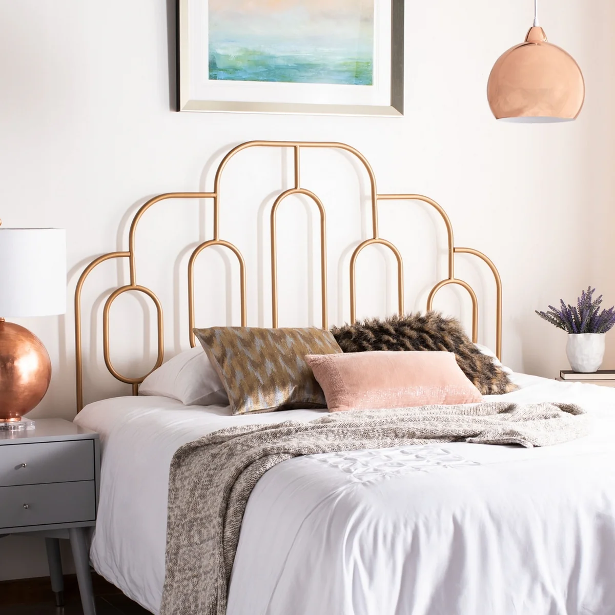Safavieh Paloma Metal Retro Headboard Queen Size - Gold