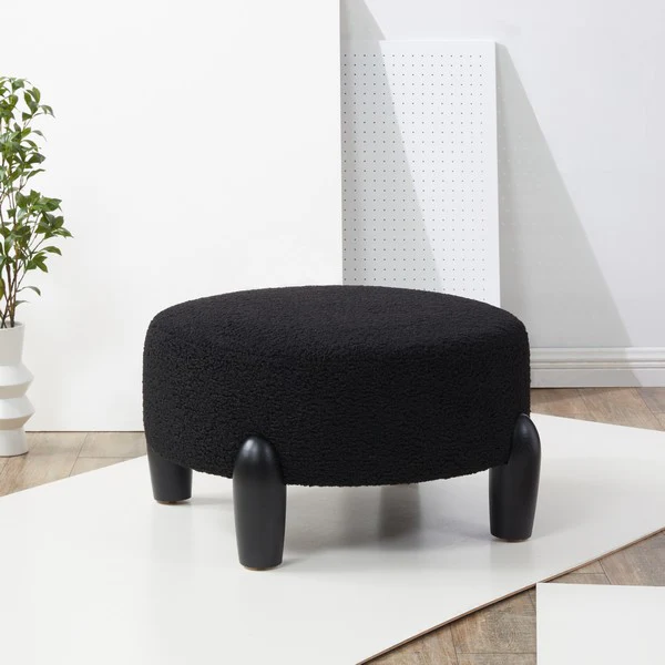 Safavieh Perez Scandinavian Rd Ottoman - Black