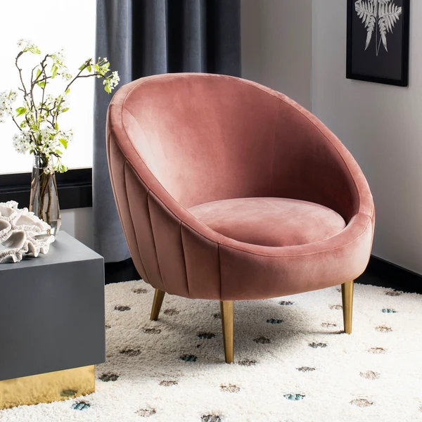 Safavieh Razia Channel Tufted Tub Chair - Dusty Rose
