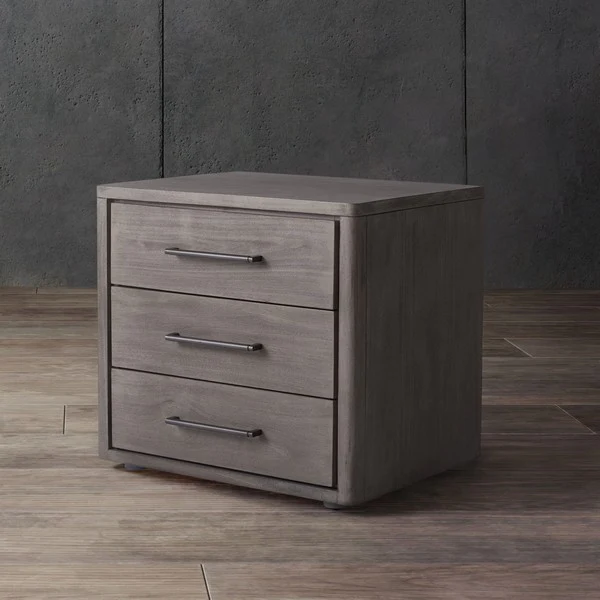 Safavieh Rosey 3 Drawer Wood Nightstand - Light Gray