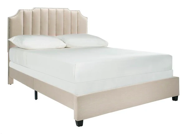 Safavieh Streep Fabric Bed Queen Size - Beige - Image 2