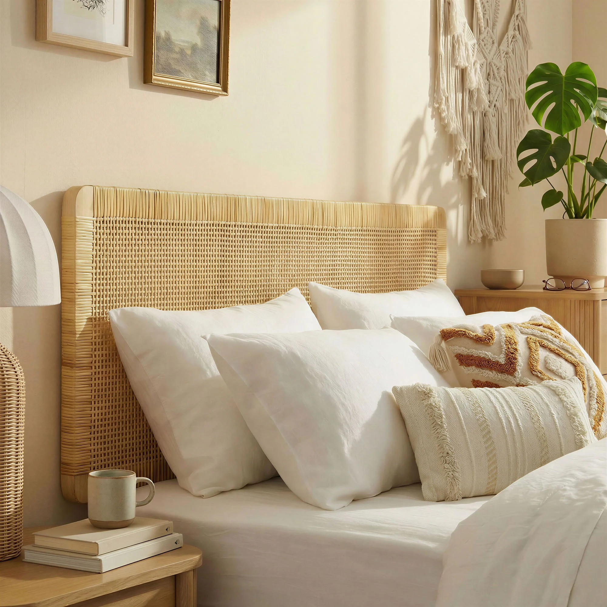 Sandy Wall Mounted Wood and Rattan Full Size Headboard by Modway - Image 5