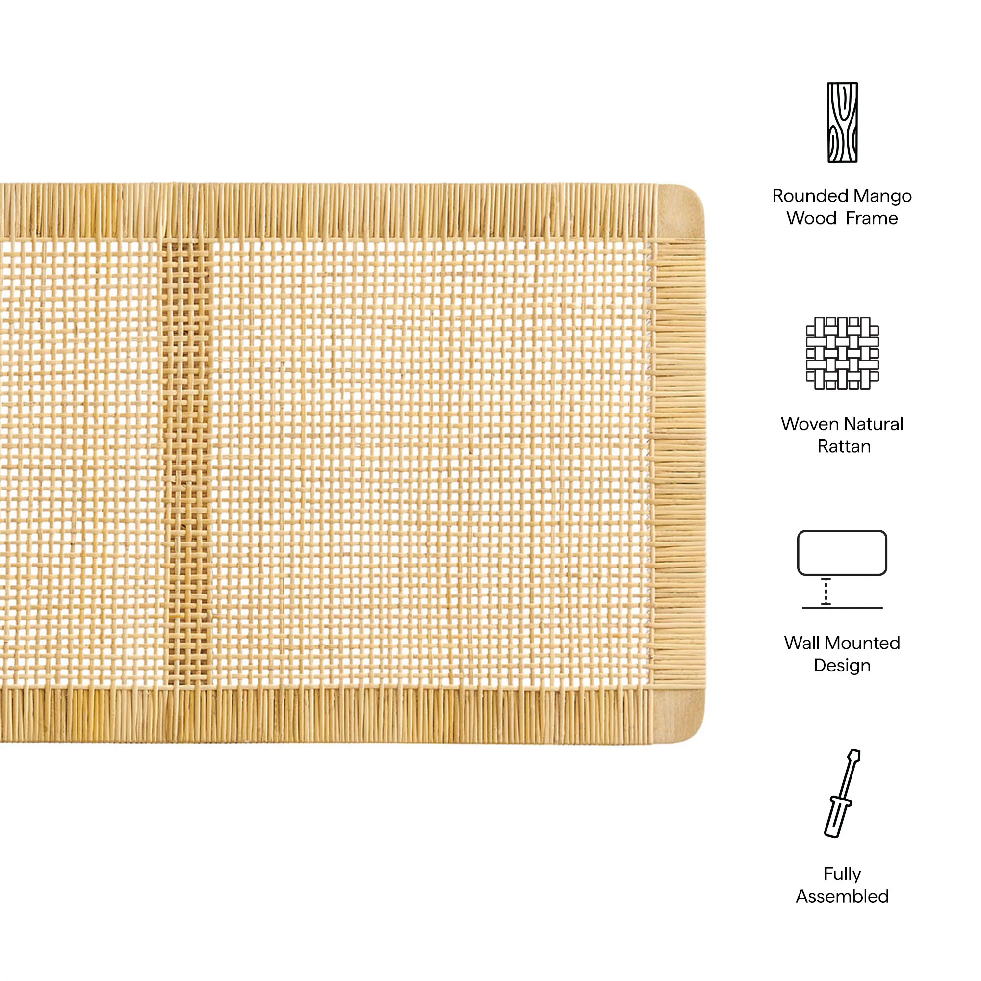 Sandy Wall Mounted Wood and Rattan Full Size Headboard by Modway - Image 8