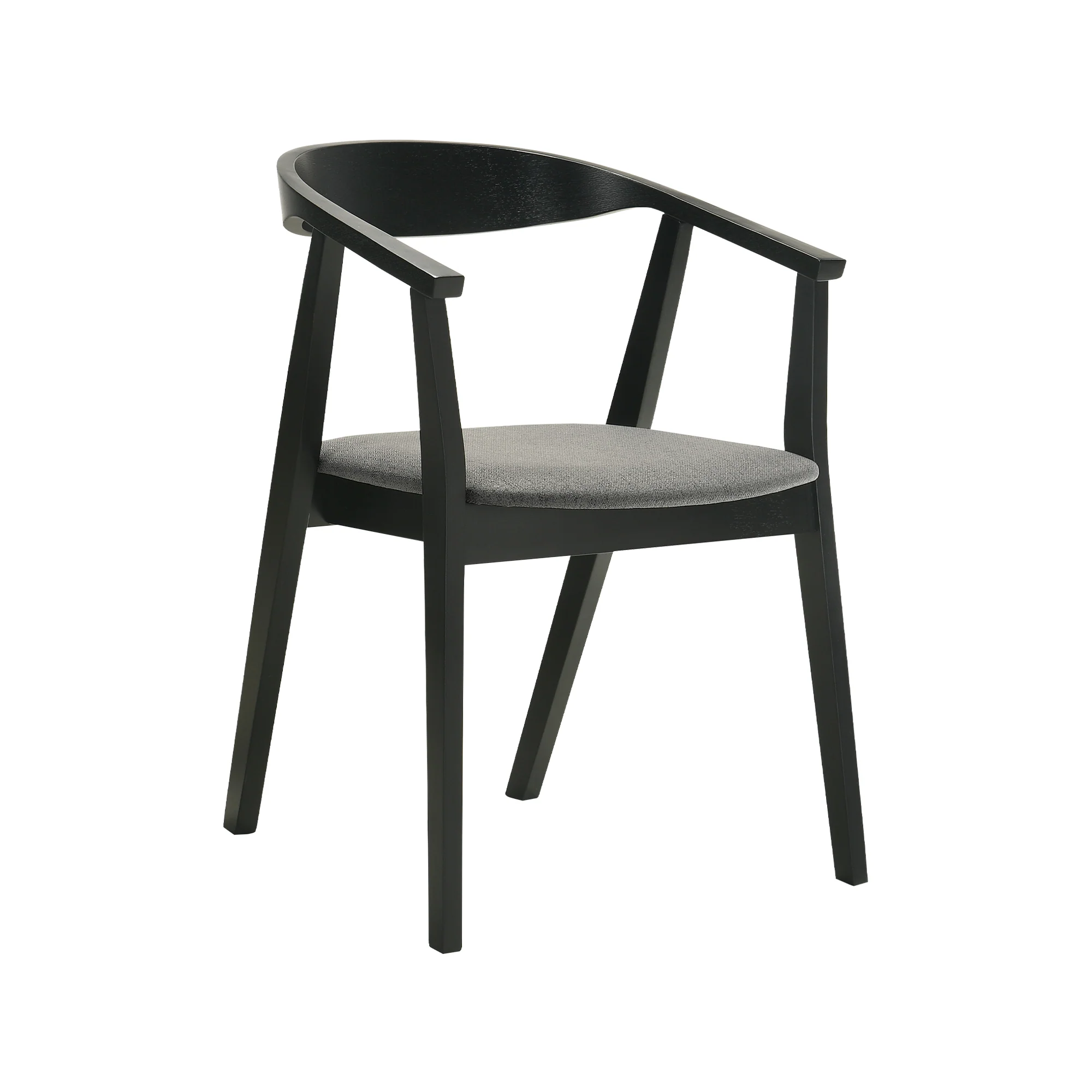 Santana 7 Piece Round Black Wood Dining Table Set with Charcoal Fabric By Armen Living - Image 3