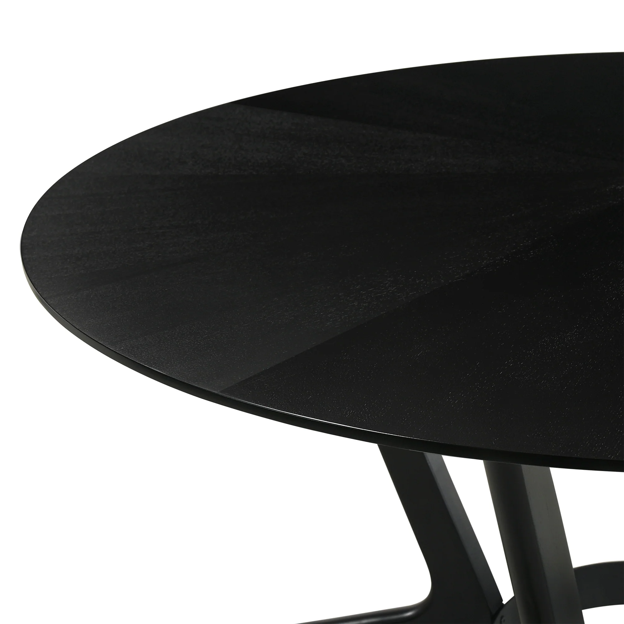 Santana 7 Piece Round Black Wood Dining Table Set with Charcoal Fabric By Armen Living - Image 8
