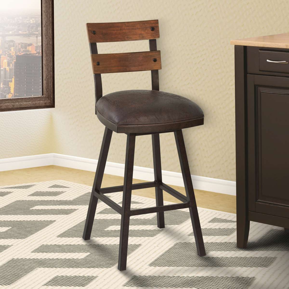 Saugus 30" Bar Height Metal Swivel Barstool By Armen Living
