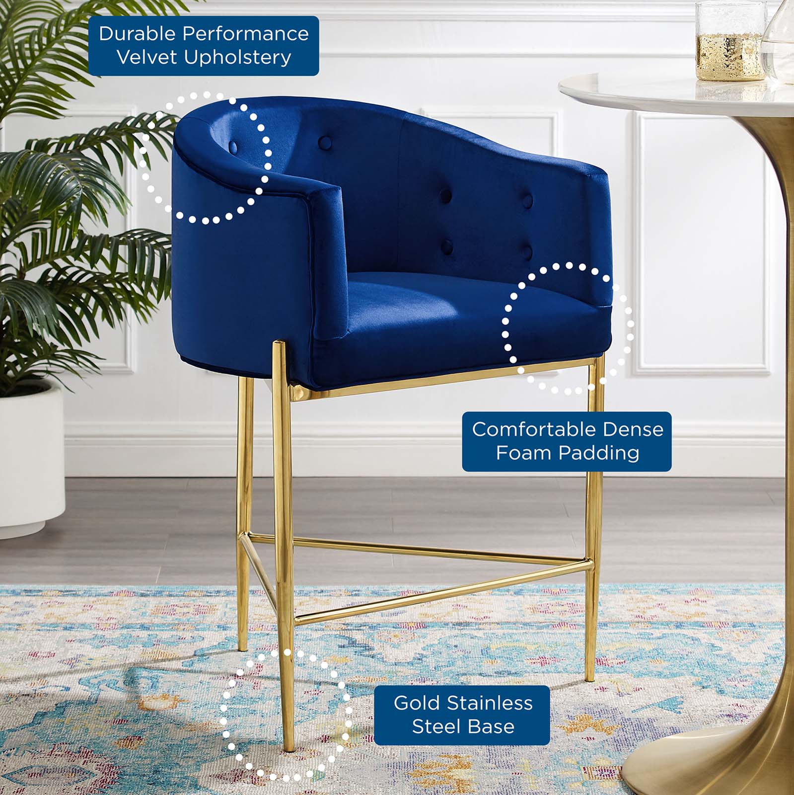 Savour Tufted Performance Velvet Counter Stool Set of 2 By Modway - EEI-4596 - Image 9