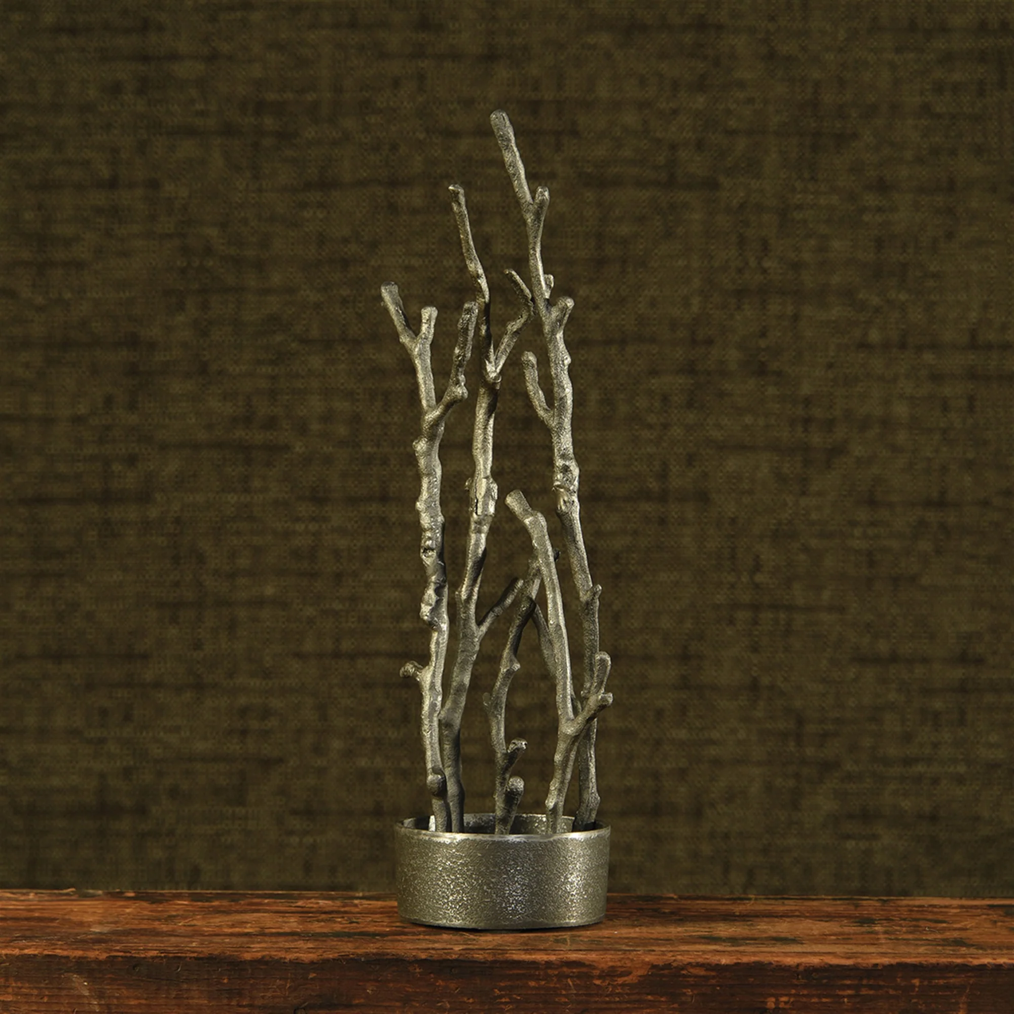 Sculptural Branch Vase, Metal - Round - Nickle By HomArt