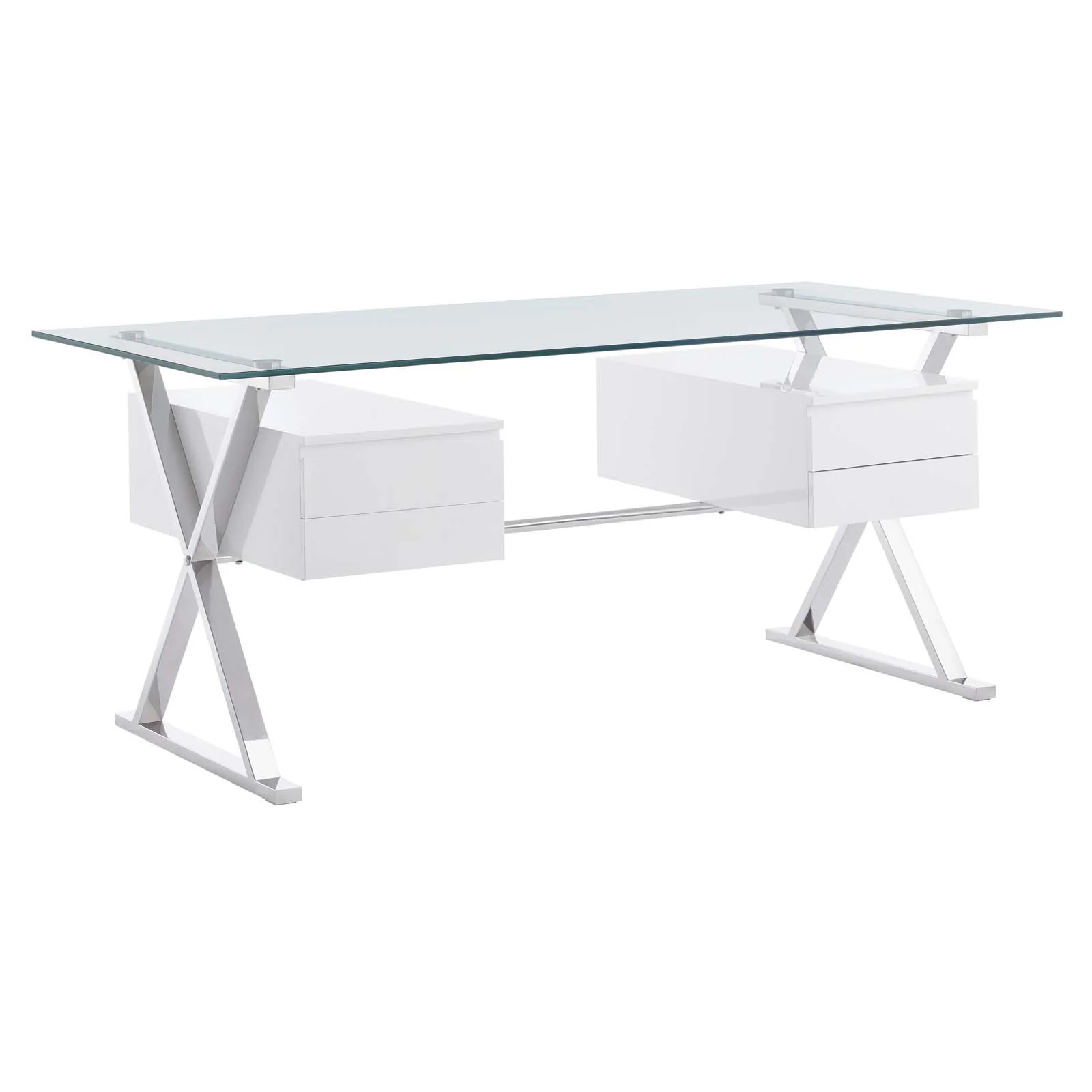 Sector 71" Glass Top Glass Office Desk By Modway - EEI-6226