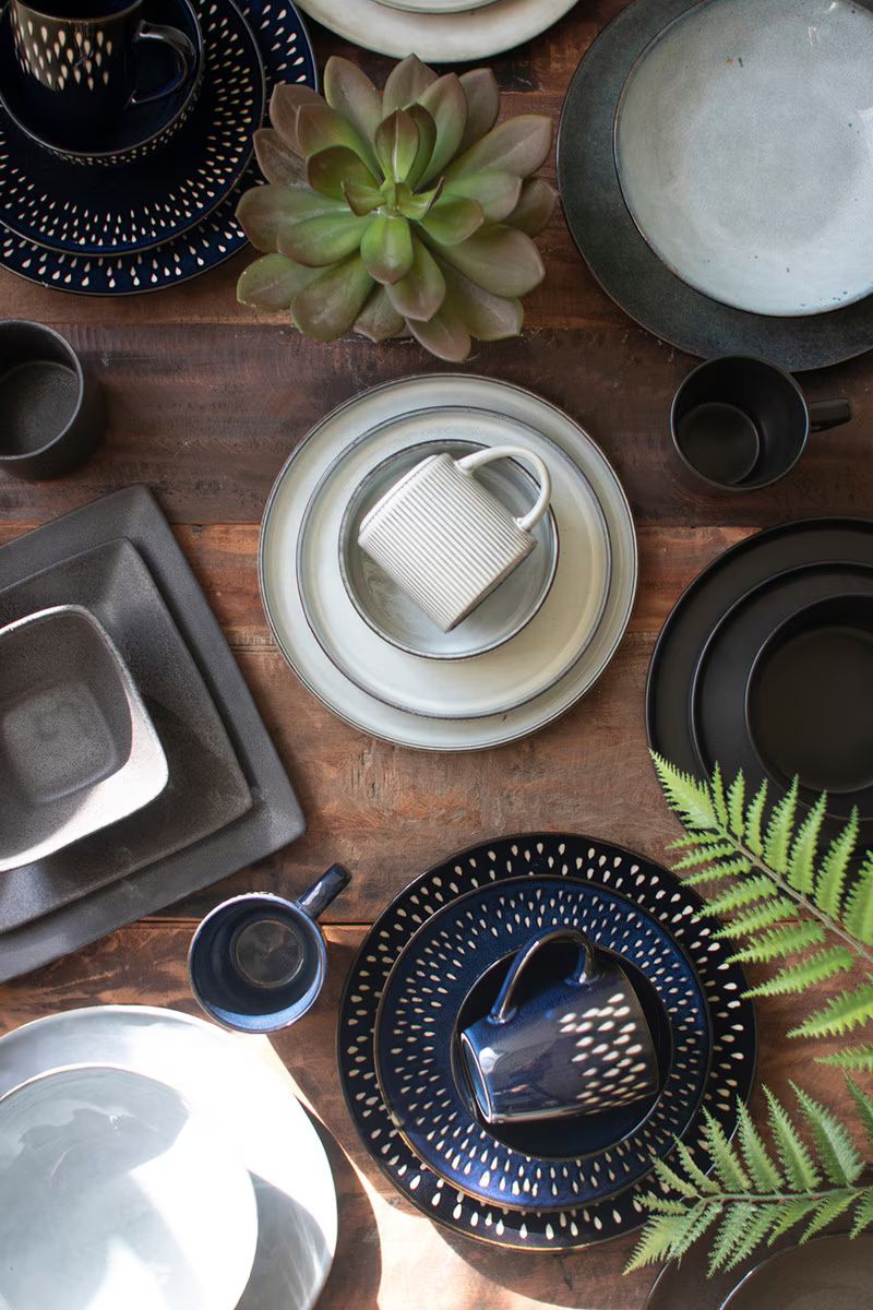 Set 3 Square Graphite Ceramic Dinner Plate, Salad Plate, Bowl By Kalalou - Image 4