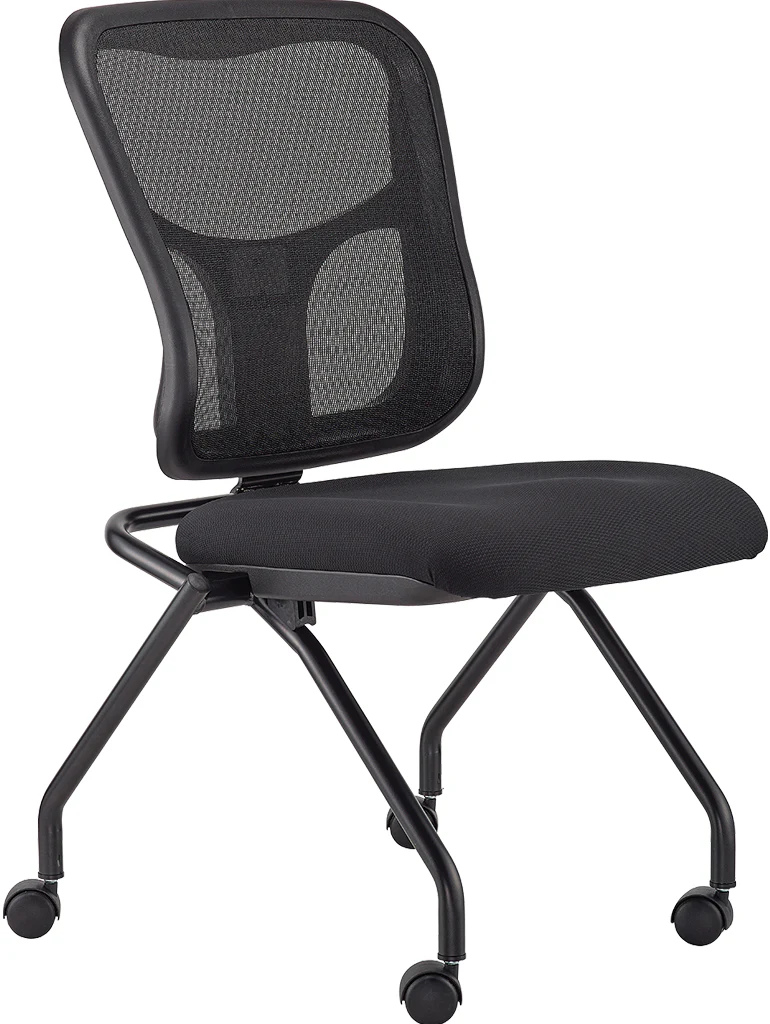 Set of 2 Ergonomic Black Mesh Rolling Guest Chairs By Homeroots