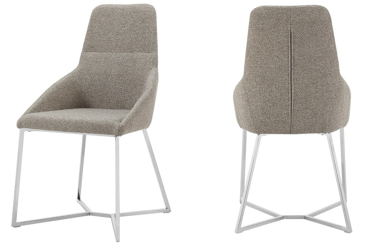Set Of 2 Light Grey And Geo Stainless Steel Dining Chairs By Homeroots