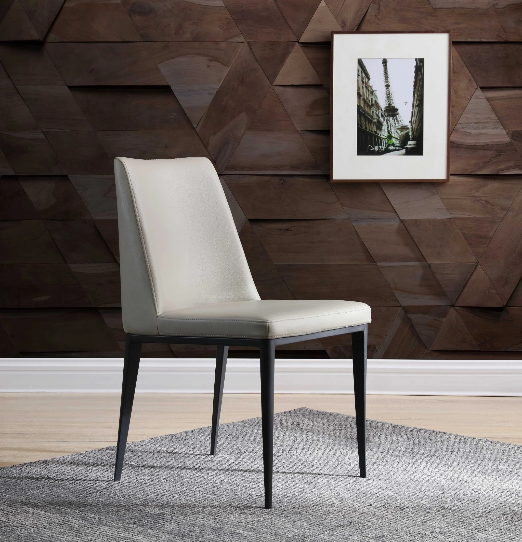 Set Of 2 Light Grey Faux Leather And Metal Dining Chairs By Homeroots
