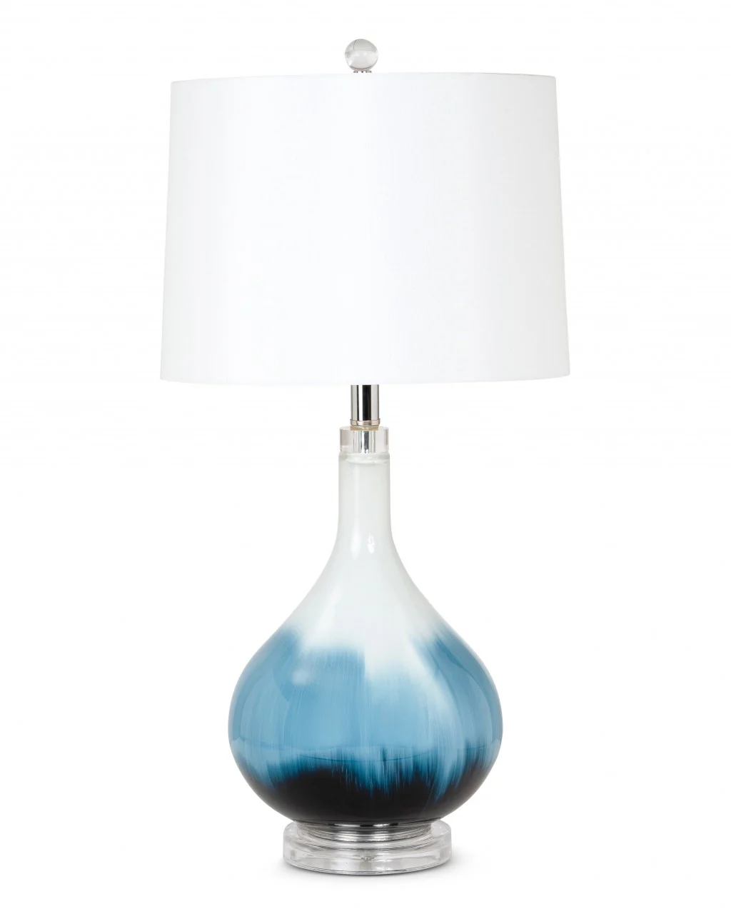 Set of 2 Ombre Blue and White Glass Table Lamps By Homeroots