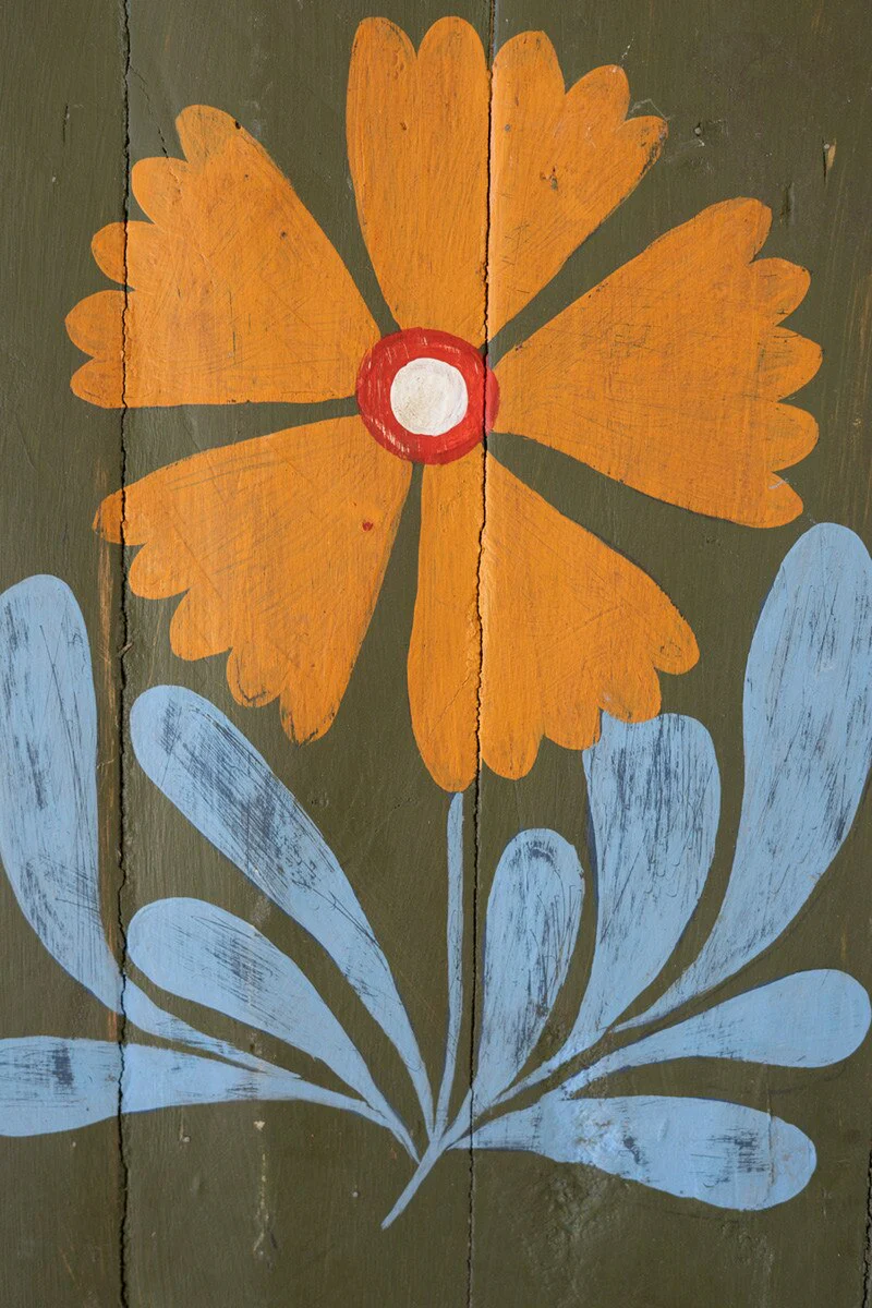 Set Of Four Hand Painted Florals On Recycled Wood Panels By Kalalou - Image 3