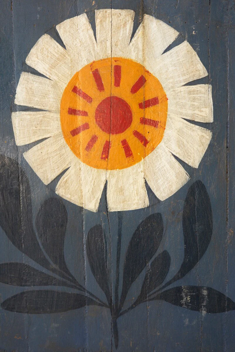 Set Of Four Hand Painted Florals On Recycled Wood Panels By Kalalou - Image 4