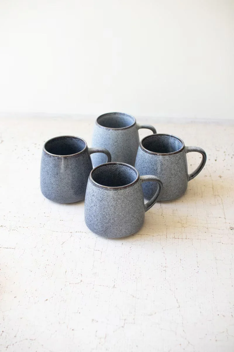 Set Of Four Stormwash Ceramic Mugs By Kalalou