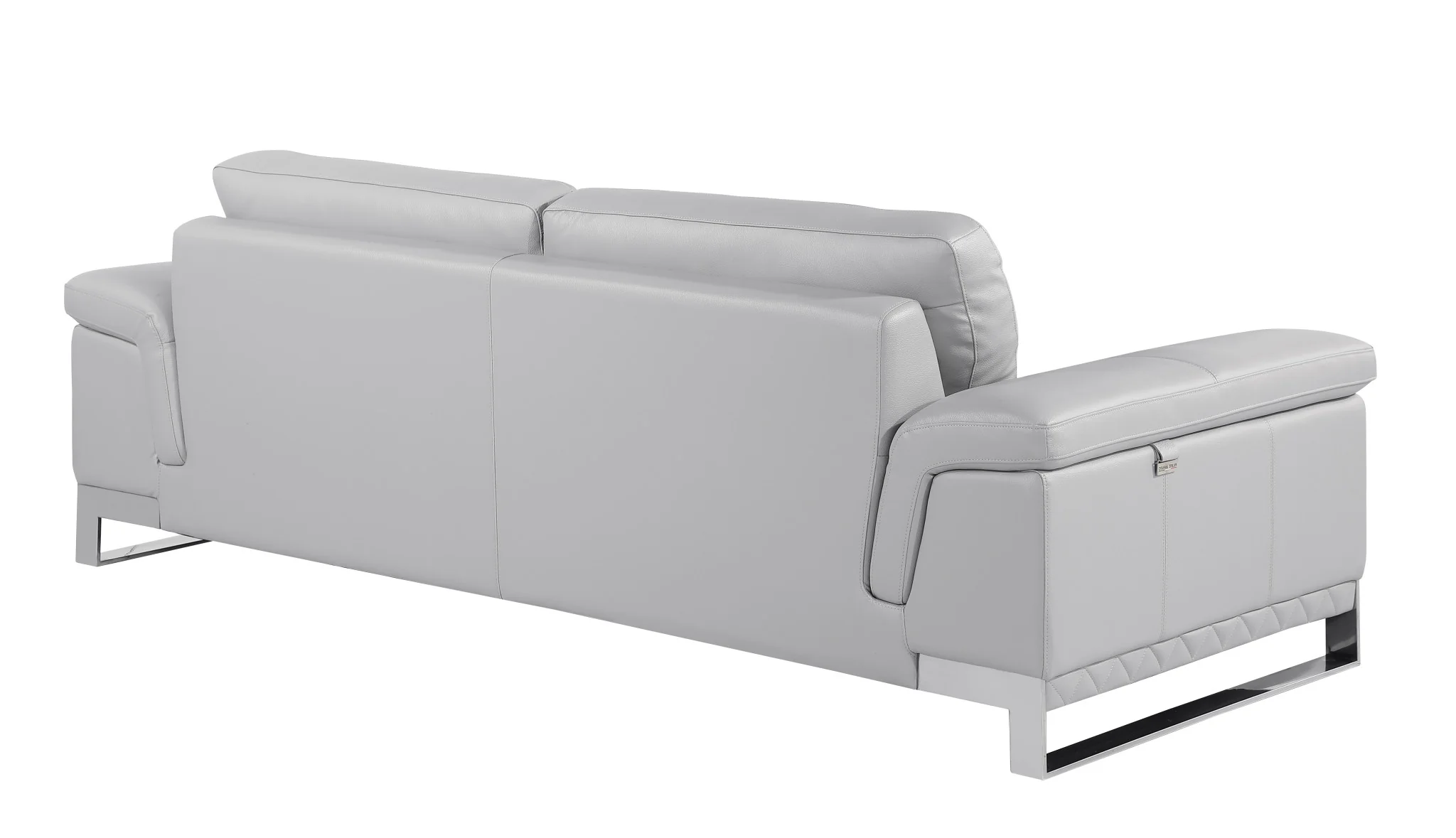 Set Of Modern Light Gray Leather Sofa And Loveseat By Homeroots - Image 4