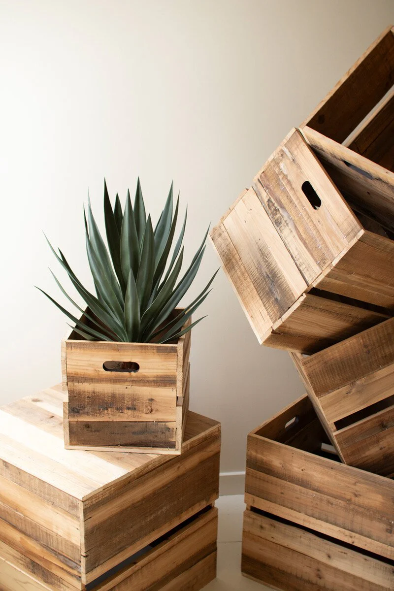 Set Of Six Recyled Pine Display Cubes By Kalalou - Image 6
