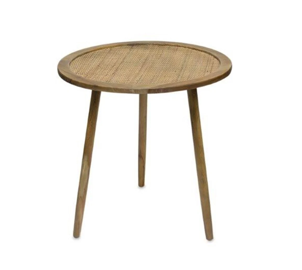 Set Of Three 23" Brown Rattan Round End Tables By Homeroots