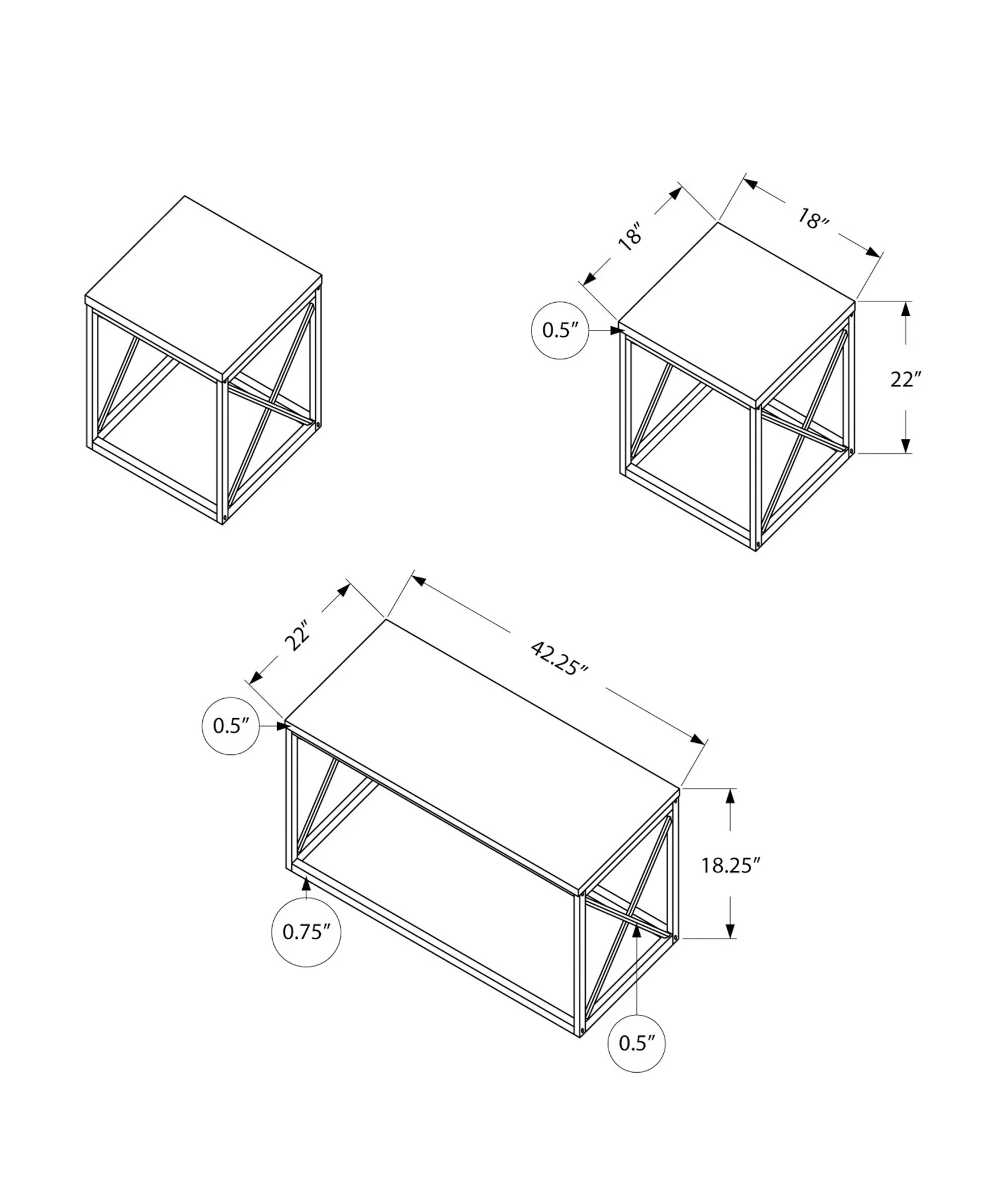 Set Of Three 42" White Rectangular Coffee Table By Homeroots - Image 5