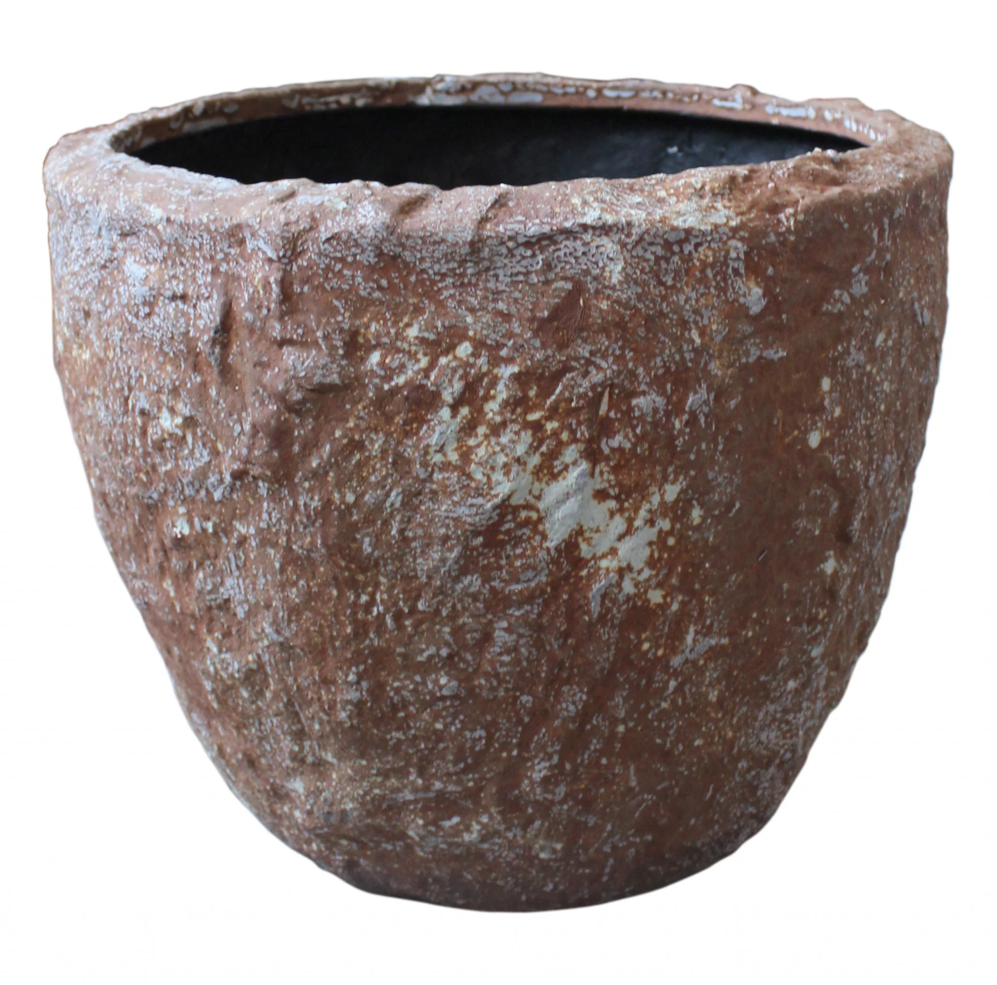 Set of Three Brown Stone Indoor Outdoor Round Pot Planter By Homeroots