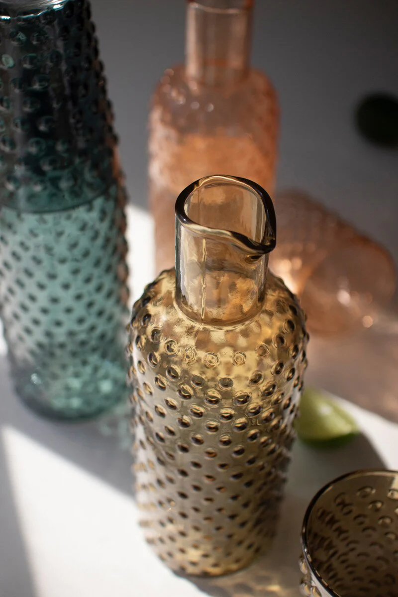 Set Of Three Bubble Glass Carafes W Tumbler - One Each By Kalalou - Image 5