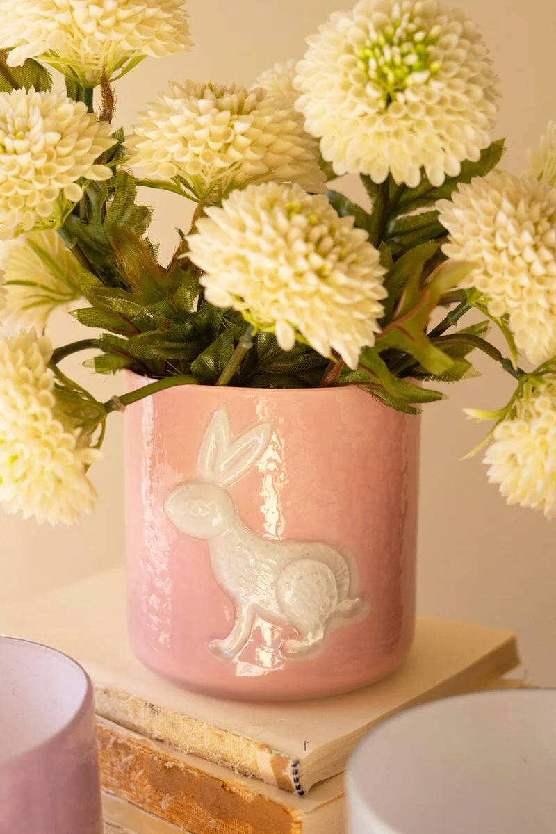 Set Of Three Colored Glass Bunny Vases By Kalalou - Image 5