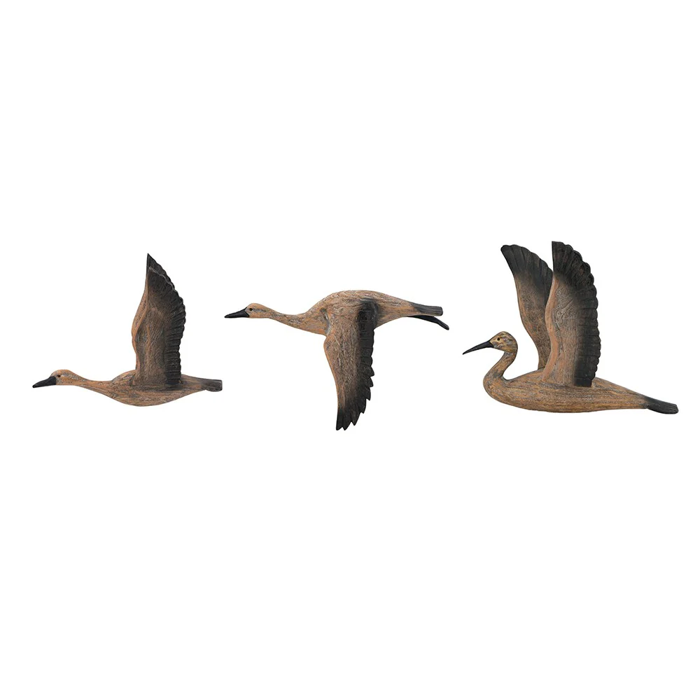 Set of Three Flying Geese Carved Wood 3D Wall Art By Homeroots
