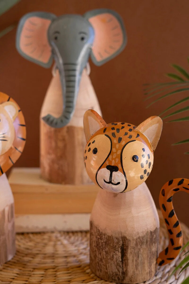 Set Of Three Recycled Wood And Iron Safari Animals By Kalalou - Image 2