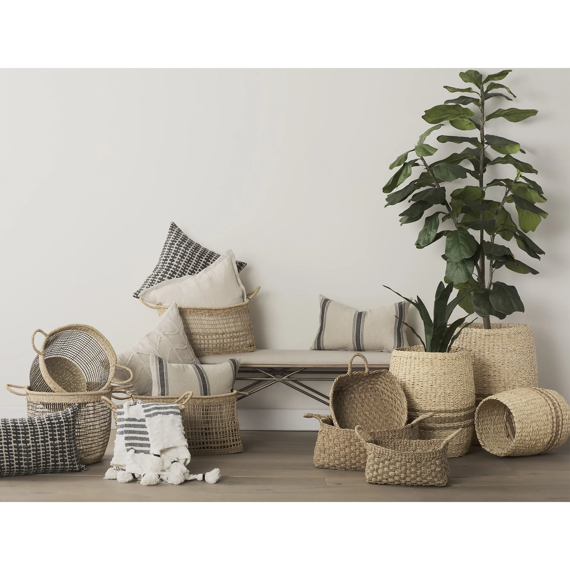 Set of Three Weaved Wicker Storage Baskets By Homeroots