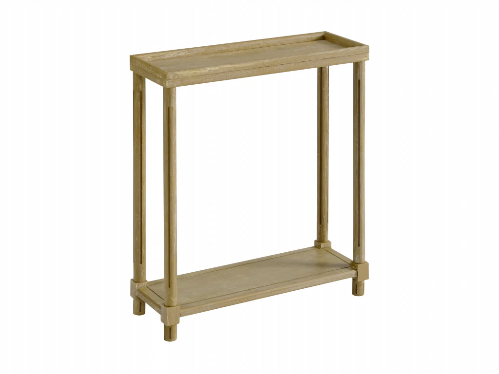 Set Of Two 24" Narrow Distressed Oak Wood End Tables With Shelf By Homeroots