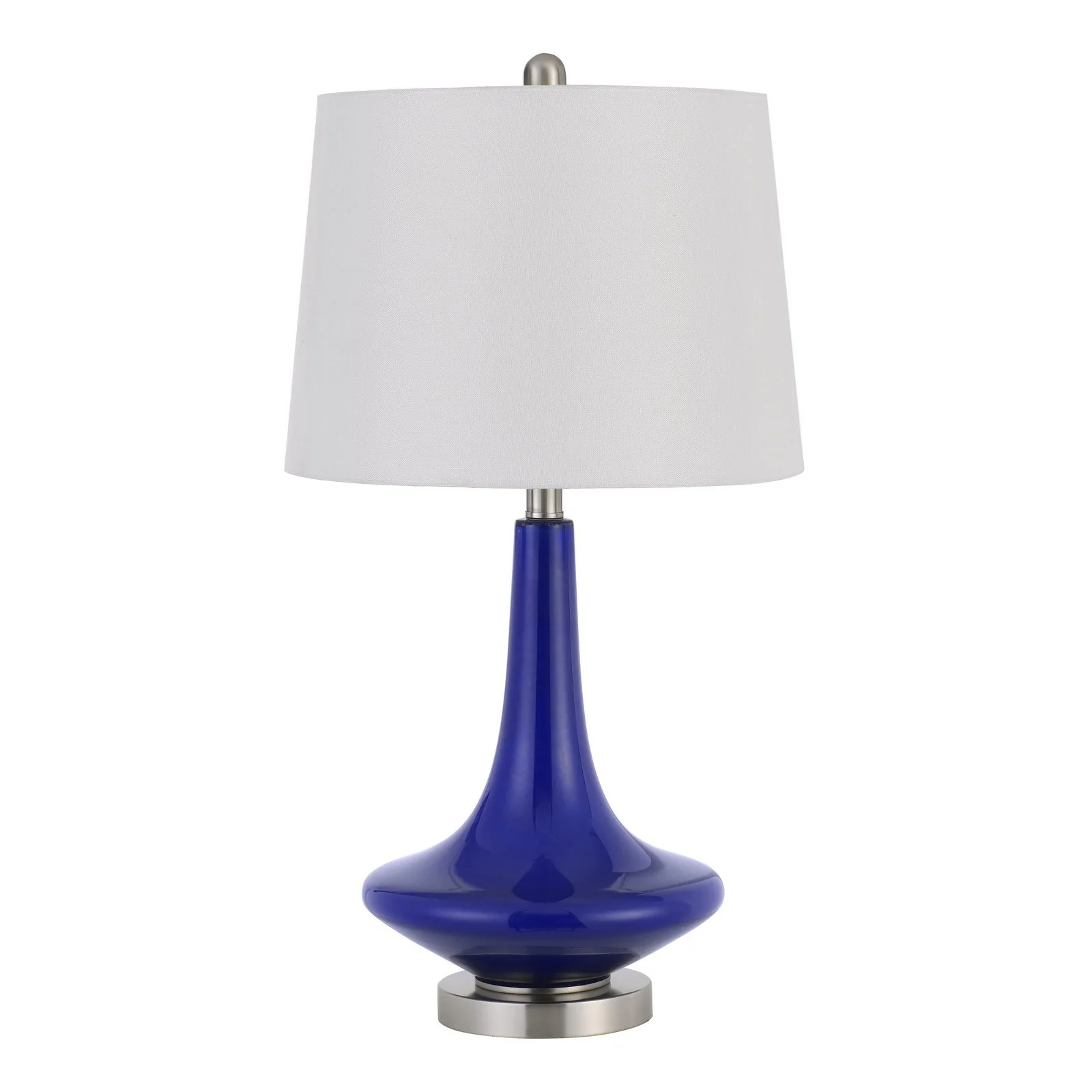 Set of Two 26” Navy Blue Glass Table Lamps By Homeroots