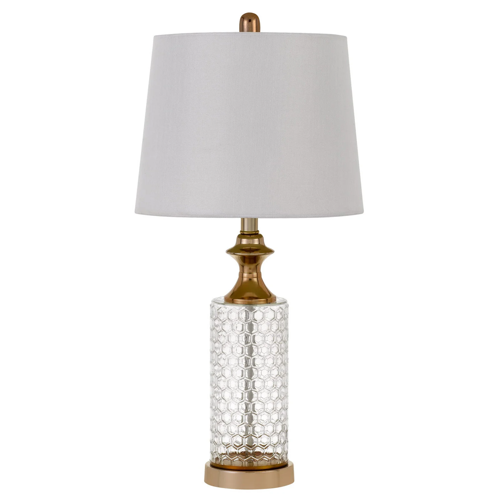 Set of Two 27" Glass Honeycomb and Rose Gold Table Lamps By Homeroots