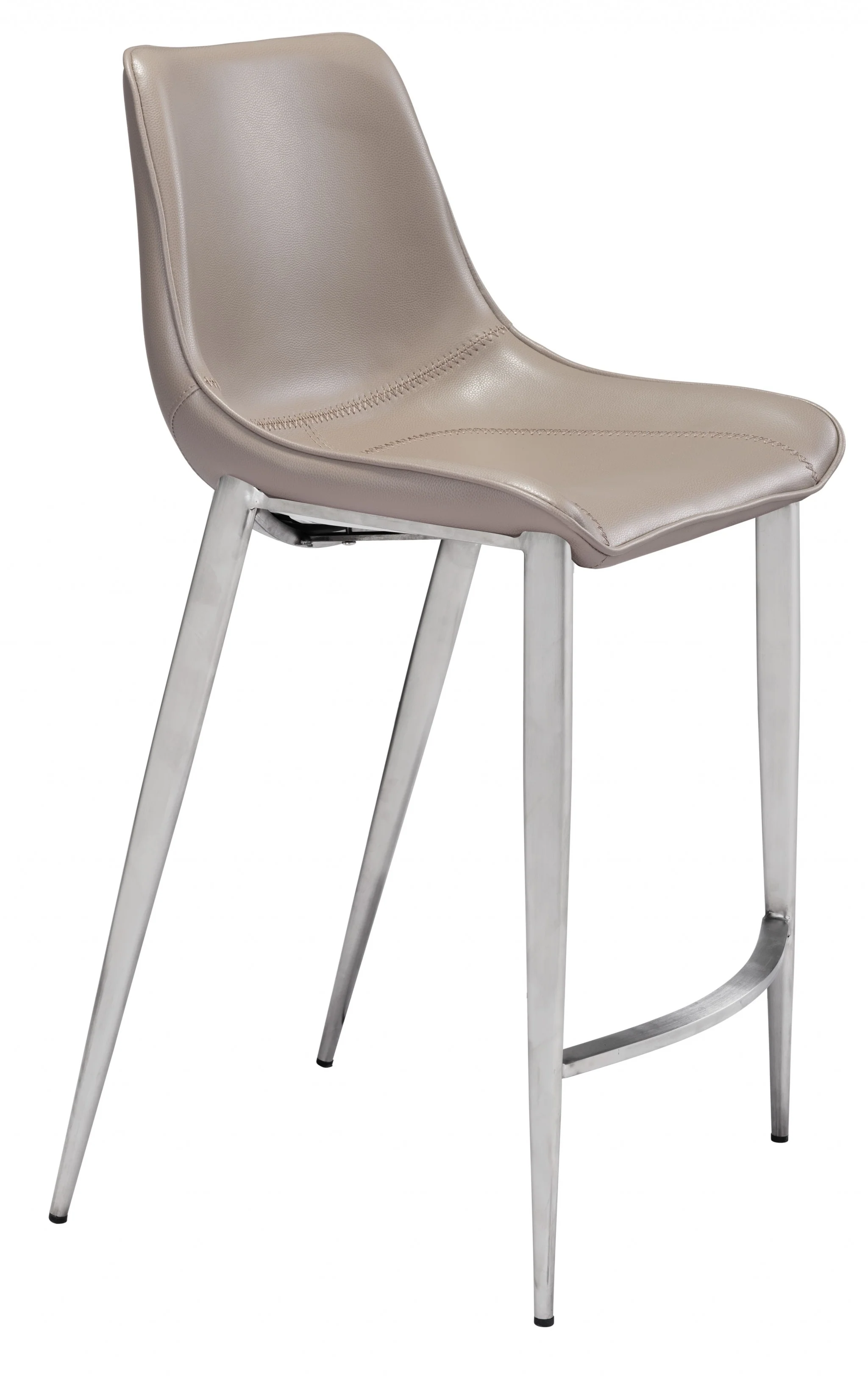 Set Of Two 40" Gray And Silver Steel Low Back Counter Height Bar Chairs With Footrest By Homeroots
