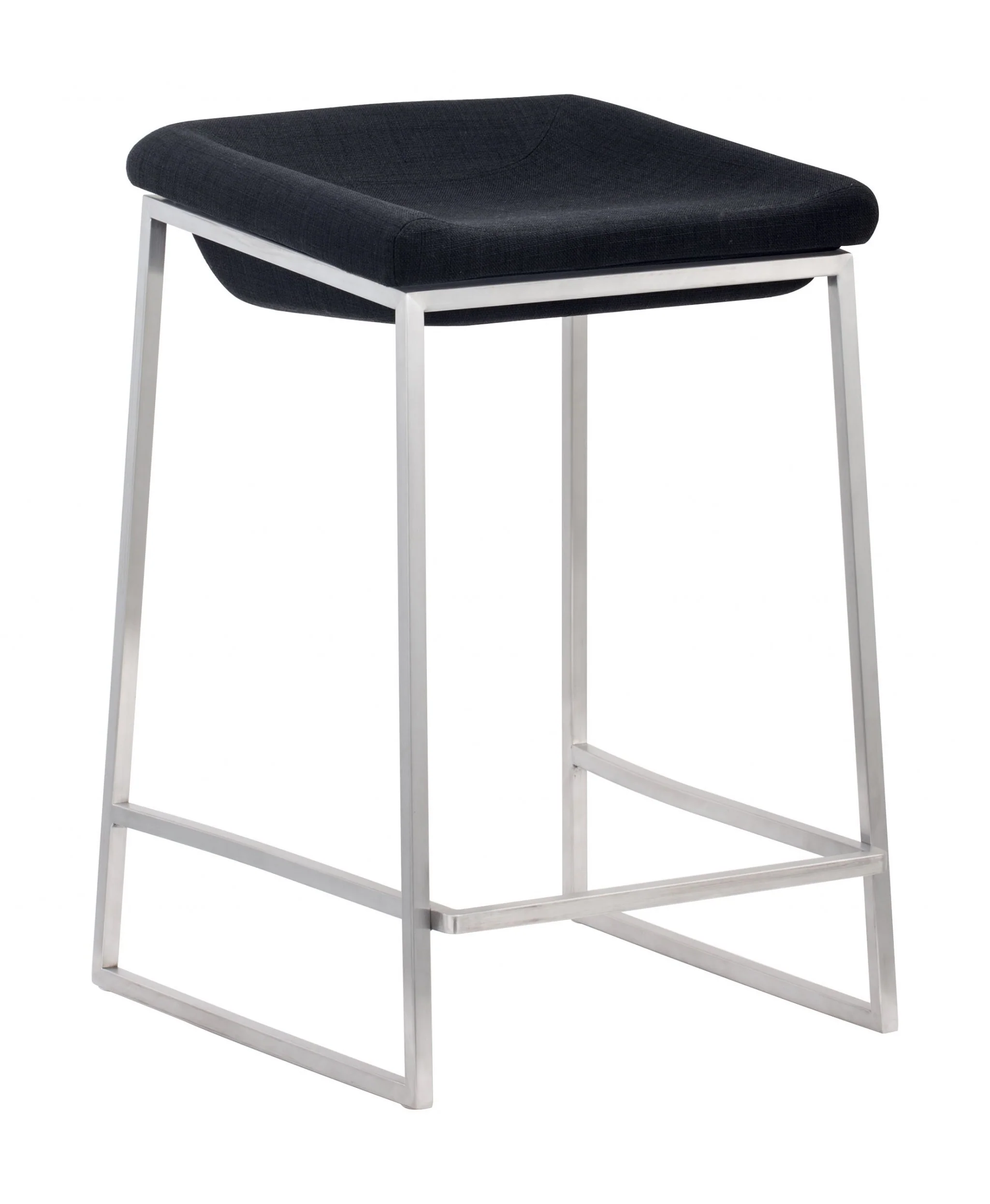 Set of Two " Black and Gray Stainless Steel Swivel Backless Counter Height Bar Chairs with Footrest By Homeroots