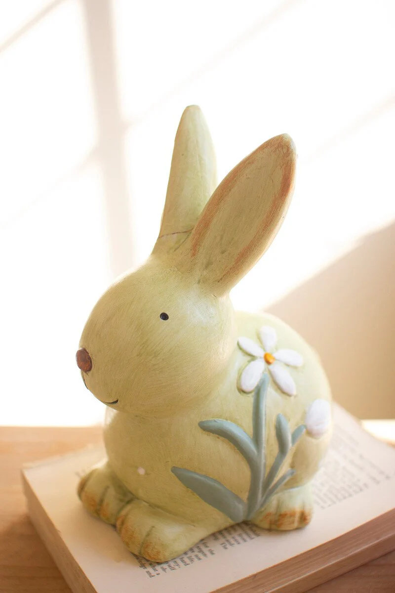 Set Of Two Colorful Faux Concrete Bunnies By Kalalou - Image 4