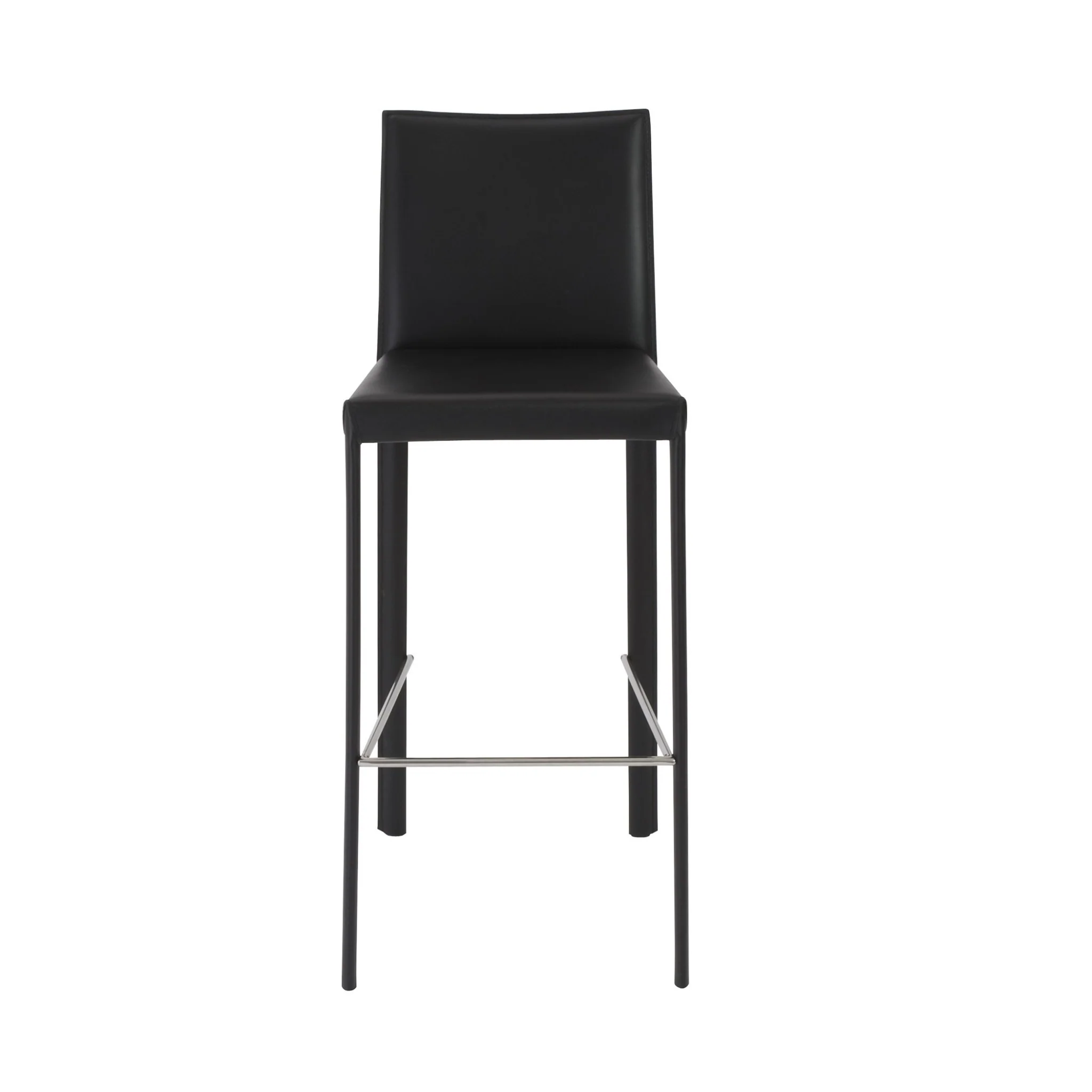 Set of Two Full Black Faux Leather Bar Stools By Homeroots