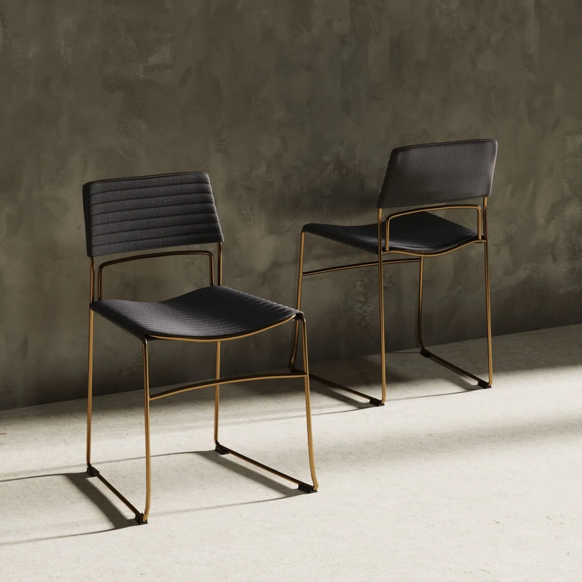 Set of Two Gray Gold Fabric Dining Chairs By Homeroots
