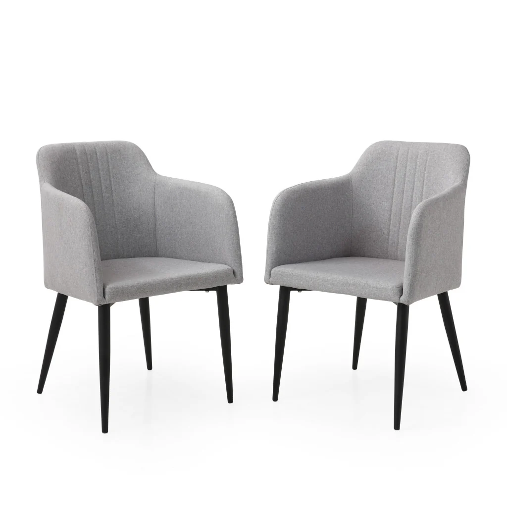 Set of Two Light Gray and Black Upholstered Arm Chair By Homeroots