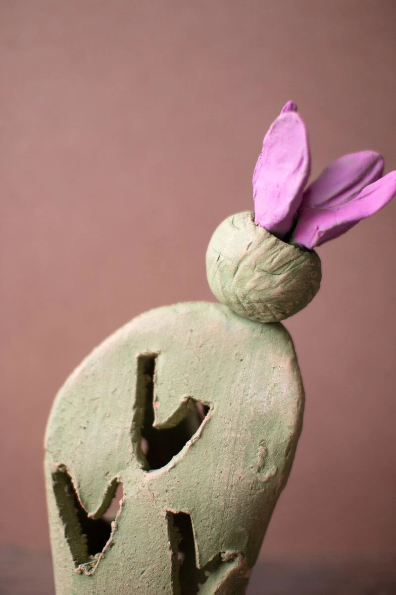 Set Of Two Prickly Pear Clay Luminaries (Min 2) By Kalalou - Image 2
