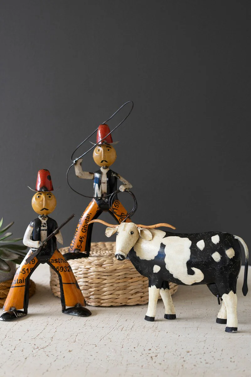 Set Of Two Reclaimed Metal Cowboys By Kalalou - Image 3