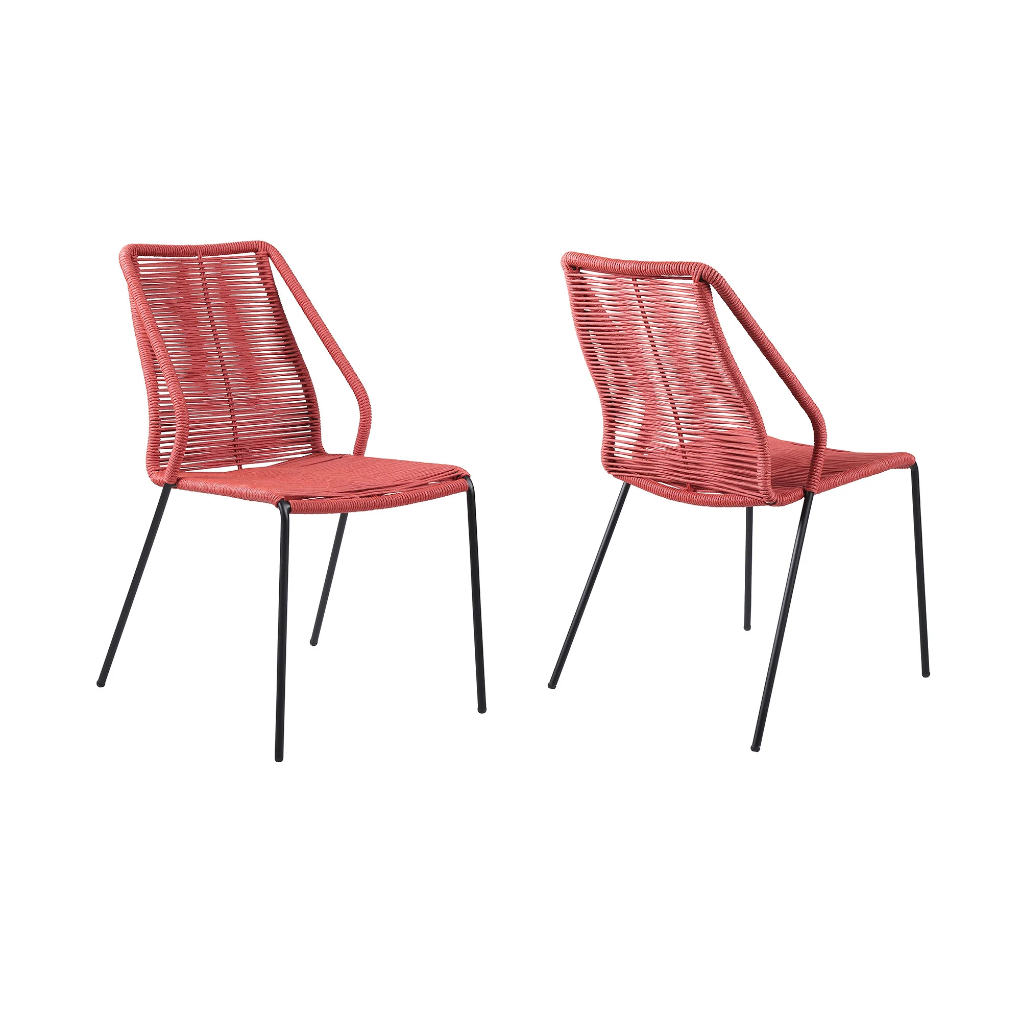 Set of Two Red Metal Outdoor Dining Chair By Homeroots - Image 4