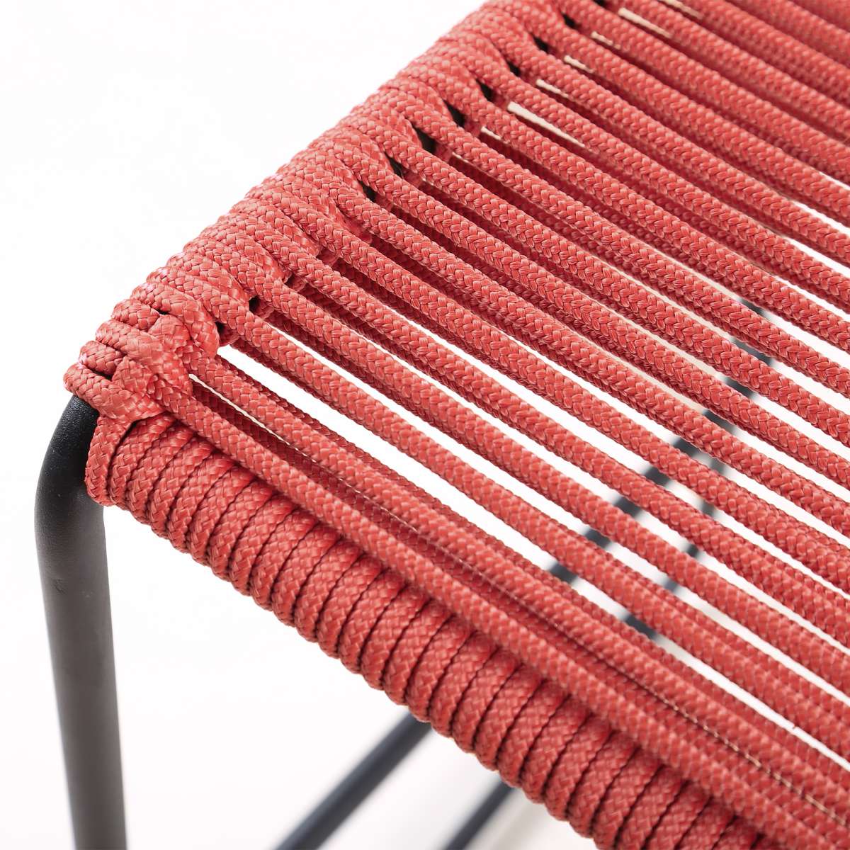 Shasta 26" Outdoor Metal and Brick Red Rope Stackable Counter Stool - Set of 2 By Armen Living - Image 5