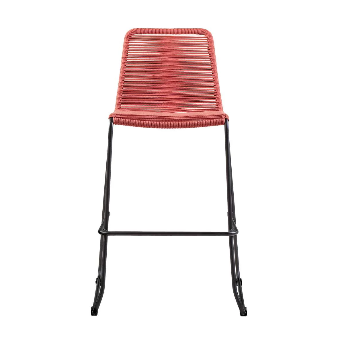 Shasta 26" Outdoor Metal and Brick Red Rope Stackable Counter Stool - Set of 2 By Armen Living - Image 6
