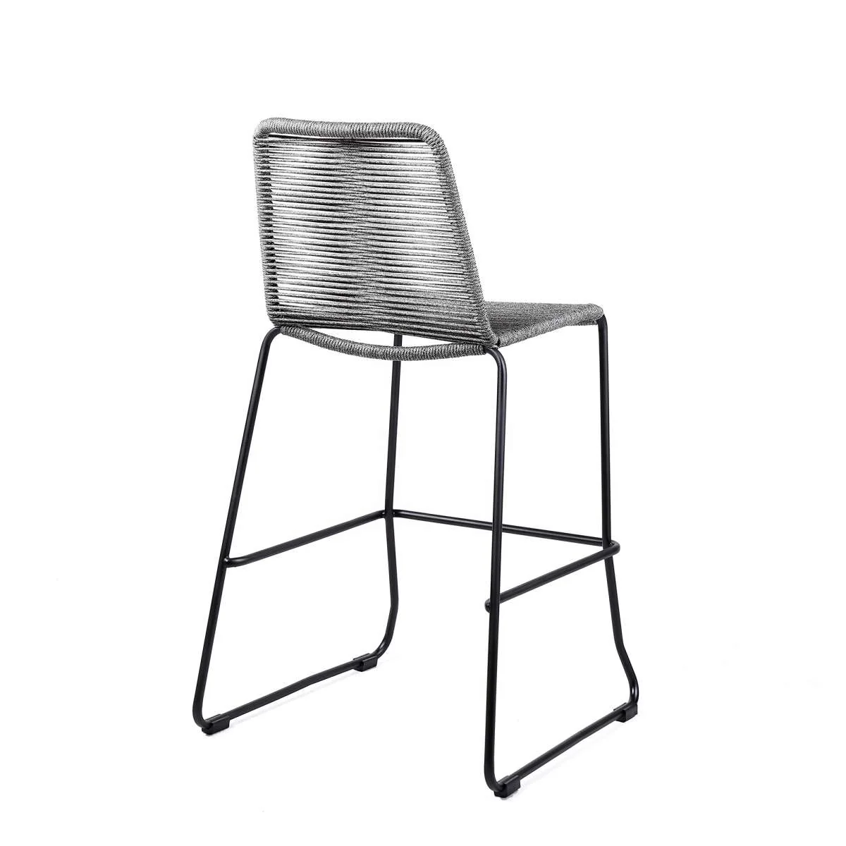 Shasta 26" Outdoor Metal and Grey Rope Stackable Counter Stool - Set of 2 By Armen Living - Image 4