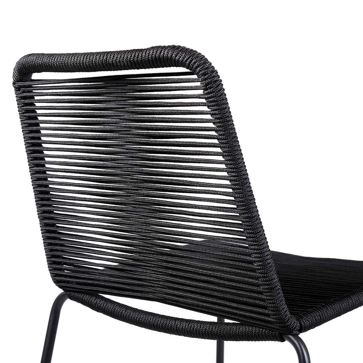 Shasta 30" Outdoor Metal and Black Rope Stackable Barstool By Armen Living - Image 6